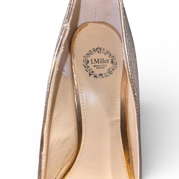 I. Miller Formal Dress Pumps Women's 8M Gold Trim Shimmer Wedding Prom Holiday - Picture 3 of 9